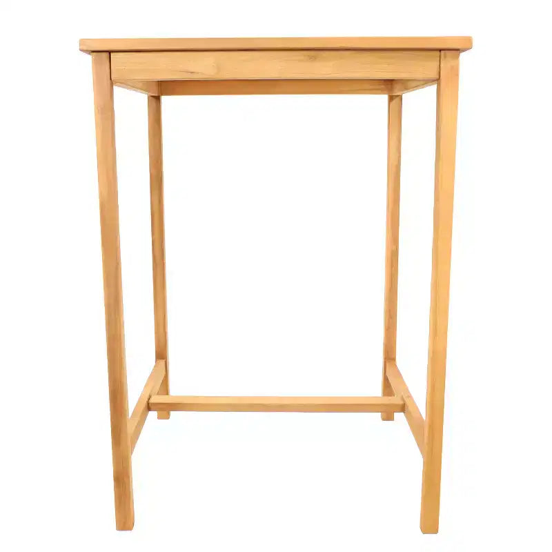 Tavolo da bar quadrato da esterno Sunnydaze in legno di teak - 79 cm x 110,5 cm H - Marrone