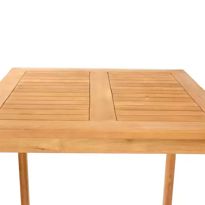 Tavolo da bar quadrato da esterno Sunnydaze in legno di teak - 79 cm x 110,5 cm H - Marrone