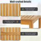 Set da 7 pezzi da bar Costway in legno di acacia con tavolo da pranzo rettangolare da 45 pollici e 6 sgabelli a sella