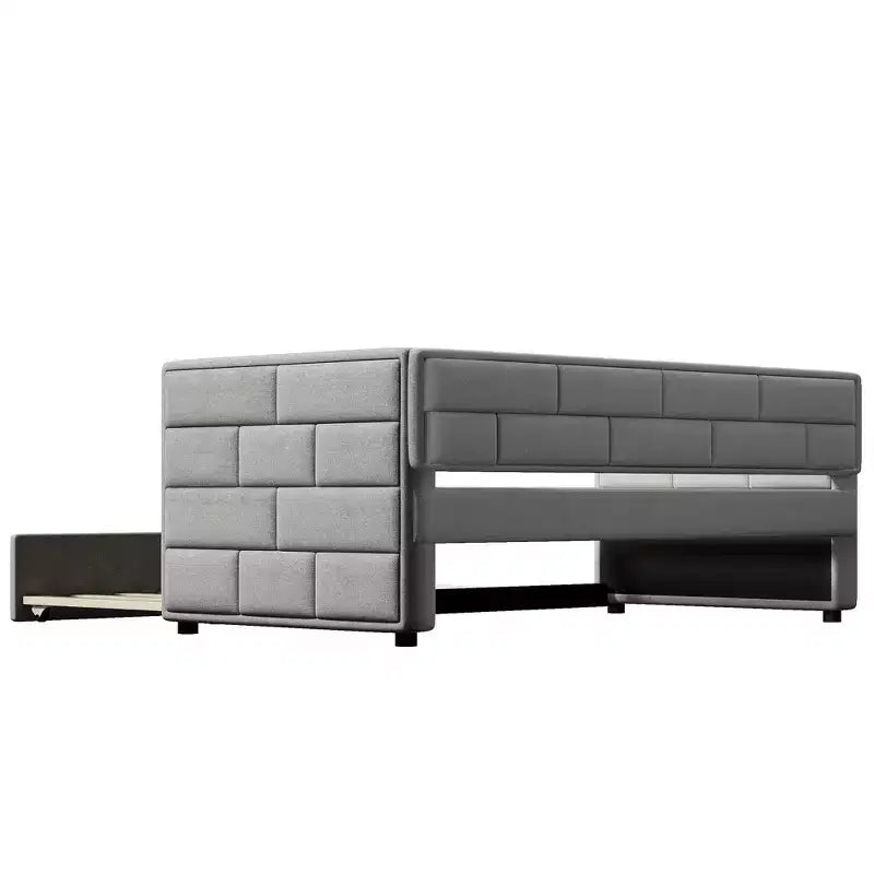 Divano Letto Singolo con Letto Estraibile e Schienale Imbottito, Grigio-ModernLuxe