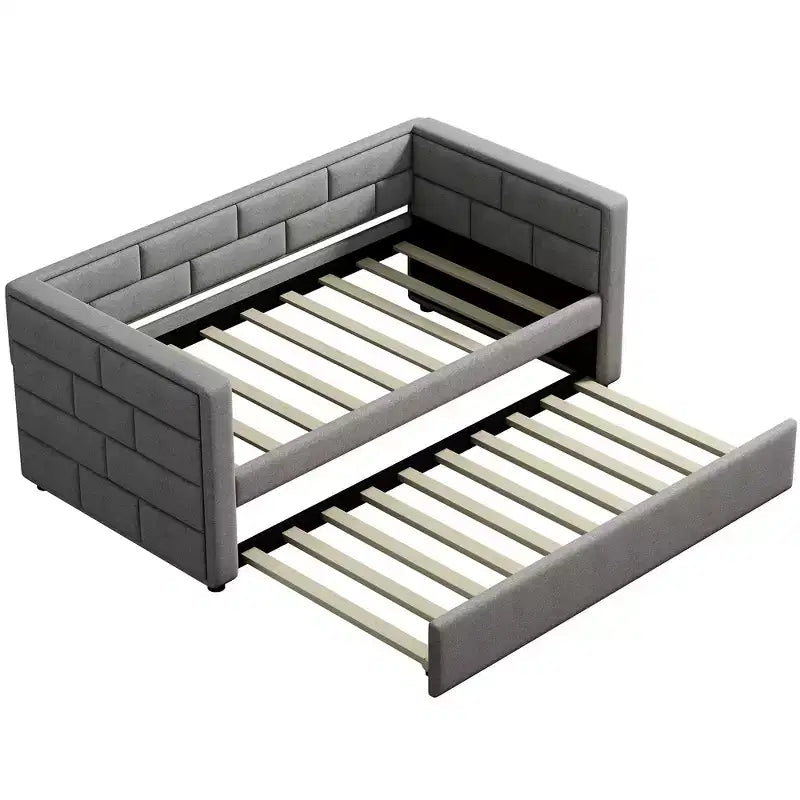 Divano Letto Singolo con Letto Estraibile e Schienale Imbottito, Grigio-ModernLuxe