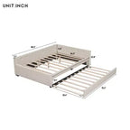 Letto a piattaforma imbottito Full/Queen Size con porte USB, divano letto moderno con letto estraibile, beige - ModernLuxe