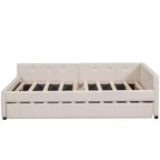 Letto a piattaforma imbottito Full/Queen Size con porte USB, divano letto moderno con letto estraibile, beige - ModernLuxe