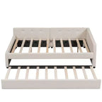 Letto a piattaforma imbottito Full/Queen Size con porte USB, divano letto moderno con letto estraibile, beige - ModernLuxe