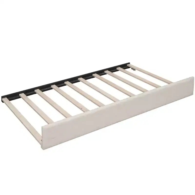 Letto a piattaforma imbottito Full/Queen Size con porte USB, divano letto moderno con letto estraibile, beige - ModernLuxe