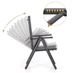 Captiva Designs set da pranzo da esterno, 9 pezzi, tavolo quadrato spazioso con piano a doghe in metallo e foro per ombrellone e 8 sedie reclinabili pieghevoli