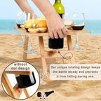 Tavolino da vino da picnic pieghevole portatile Tirrinia 12.6 x 17 in bambù ecologico naturale, per degustazioni di vino all'aperto, raduni, allestimento picnic al parco