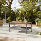 Sencillo Collection - Coffee Table, Chat Table, Patio Table, Rectangular, with Storage, Gray and Beige