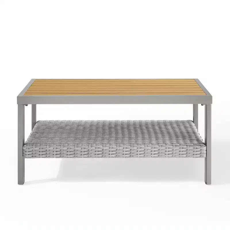 Collezione Sencillo - Tavolino da caffè, Tavolino da salotto, Tavolo da patio, Rettangolare, con contenitore, Grigio e Beige