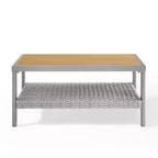 Collezione Sencillo - Tavolino da caffè, Tavolino da salotto, Tavolo da patio, Rettangolare, con contenitore, Grigio e Beige