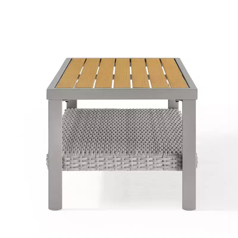Collezione Sencillo - Tavolino da caffè, Tavolino da salotto, Tavolo da patio, Rettangolare, con contenitore, Grigio e Beige
