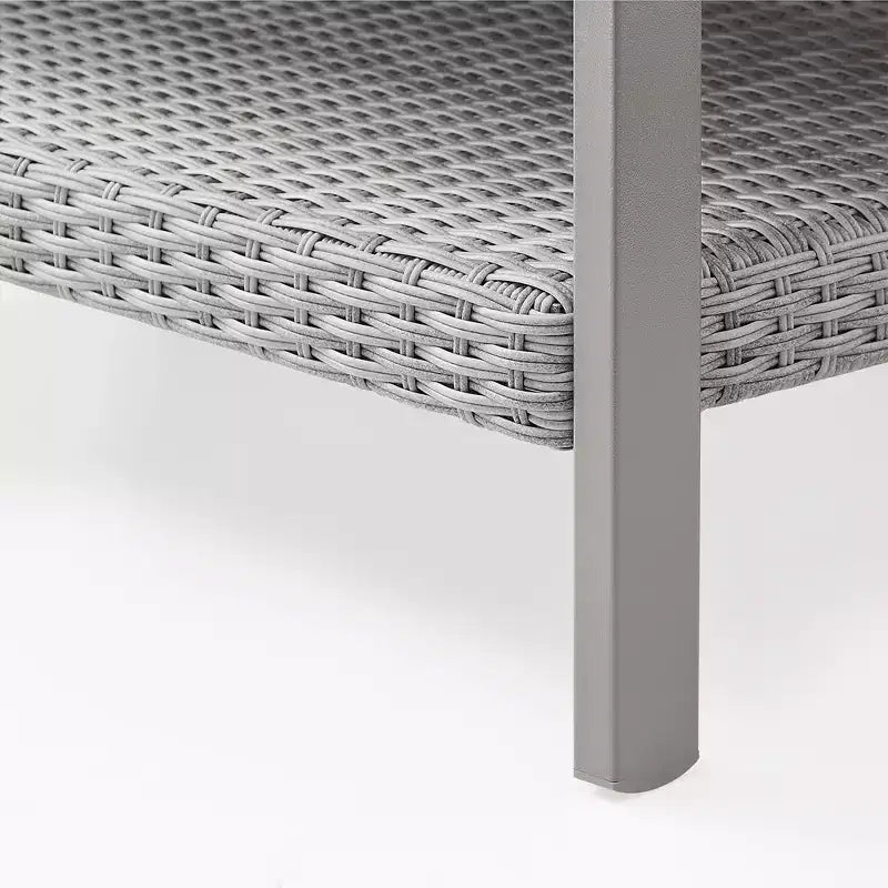 Collezione Sencillo - Tavolino da caffè, Tavolino da salotto, Tavolo da patio, Rettangolare, con contenitore, Grigio e Beige