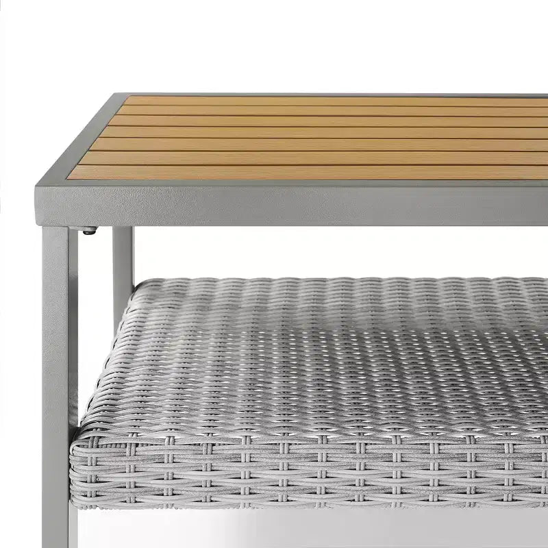 Collezione Sencillo - Tavolino da caffè, Tavolino da salotto, Tavolo da patio, Rettangolare, con contenitore, Grigio e Beige