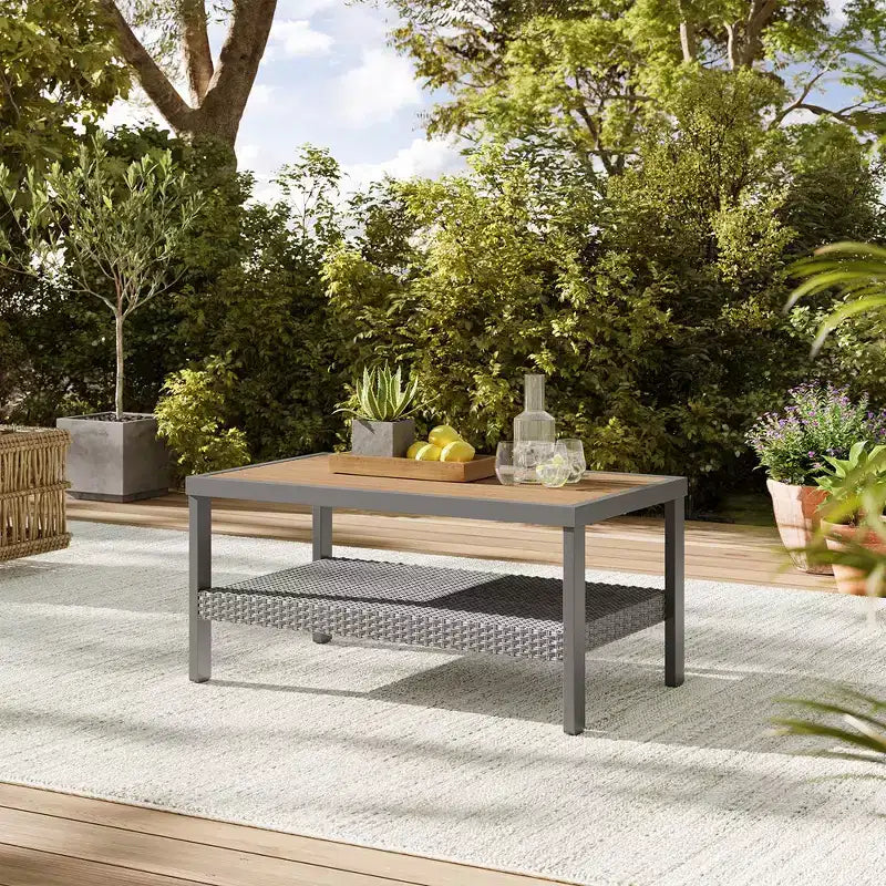 SONGMICS HOME Collezione Sencillo - Set di mobili da esterno da 8 pezzi 1 tavolino da caffè 2 tavolini piccoli 1 divanetto 2 poltrone lounge e 2 poggiapiedi Beige