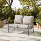 SONGMICS HOME Collezione Sencillo - Set di mobili da esterno da 8 pezzi 1 tavolino da caffè 2 tavolini piccoli 1 divanetto 2 poltrone lounge e 2 poggiapiedi Beige