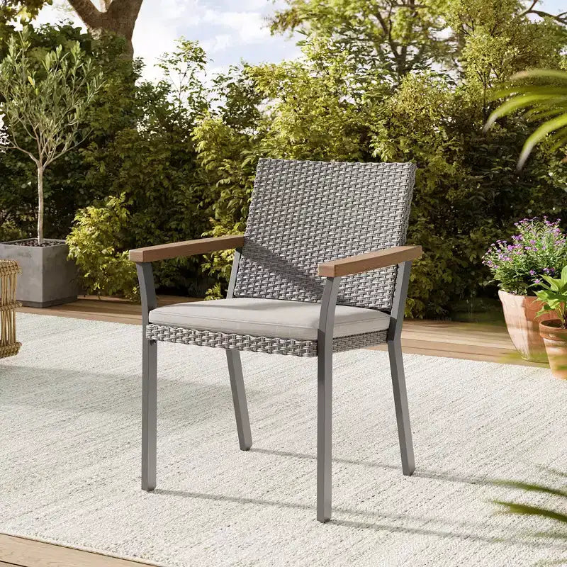 SONGMICS HOME Collezione Sencillo - Set di Mobili da Giardino a 5 Pezzi, 4 Sedie da Pranzo, 1 Tavolo da Pranzo, Stile Moderno e Transizionale, Grigio e Beige