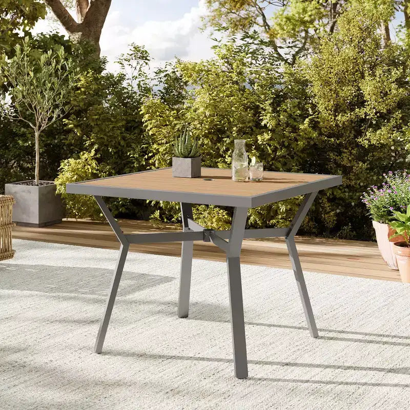 SONGMICS HOME Collezione Sencillo - Set di Mobili da Giardino a 5 Pezzi, 4 Sedie da Pranzo, 1 Tavolo da Pranzo, Stile Moderno e Transizionale, Grigio e Beige