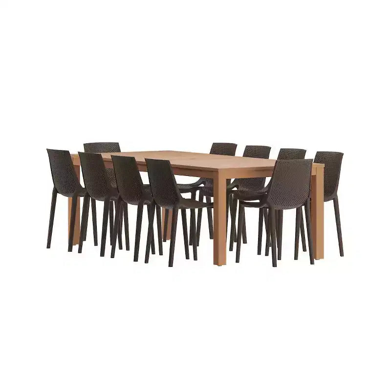 Amazonia 9pc Eucalyptus Rectangular CozyCraze Outdoor Patio Dining Set