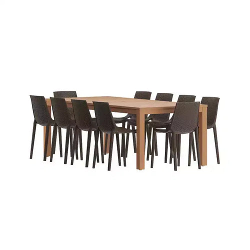 Amazonia 9pc Eucalyptus Rectangular CozyCraze Outdoor Patio Dining Set