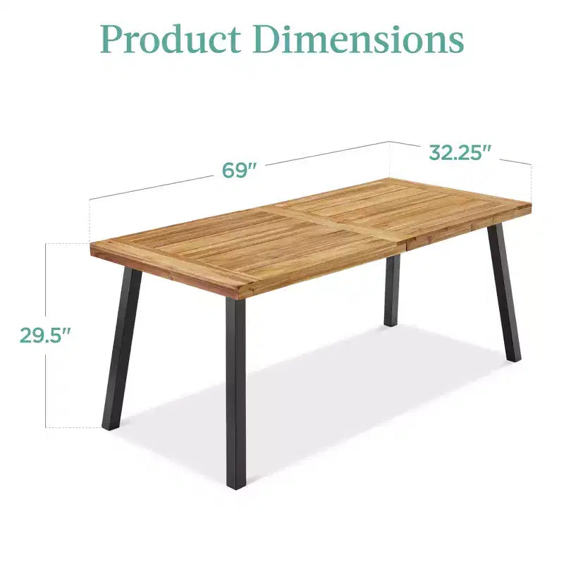 Best Choice Products Tavolo da Picnic/Pranzo Rustico da 6 Posti in Legno di Acacia per Interni/Esterni con Gambe in Metallo