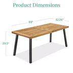 Best Choice Products Tavolo da Picnic/Pranzo Rustico da 6 Posti in Legno di Acacia per Interni/Esterni con Gambe in Metallo