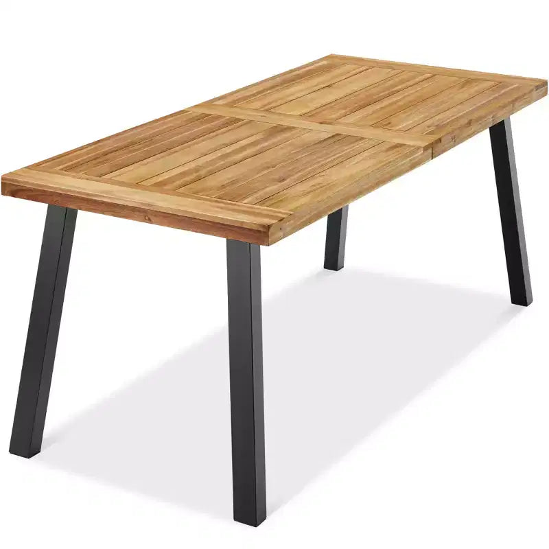 Best Choice Products Tavolo da Picnic/Pranzo Rustico da 6 Posti in Legno di Acacia per Interni/Esterni con Gambe in Metallo