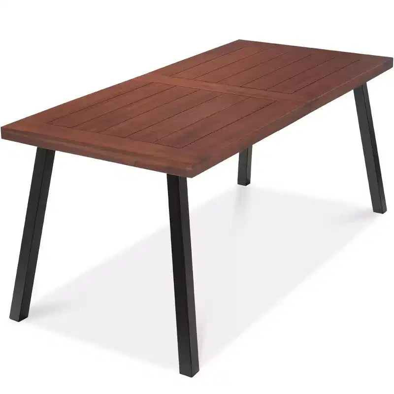 Best Choice Products Tavolo da Picnic/Pranzo Rustico da 6 Posti in Legno di Acacia per Interni/Esterni con Gambe in Metallo