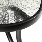 Tavolo da patio commerciale Flash Furniture Tory con piano in vetro temperato, foro per ombrellone e struttura in tubi d'acciaio