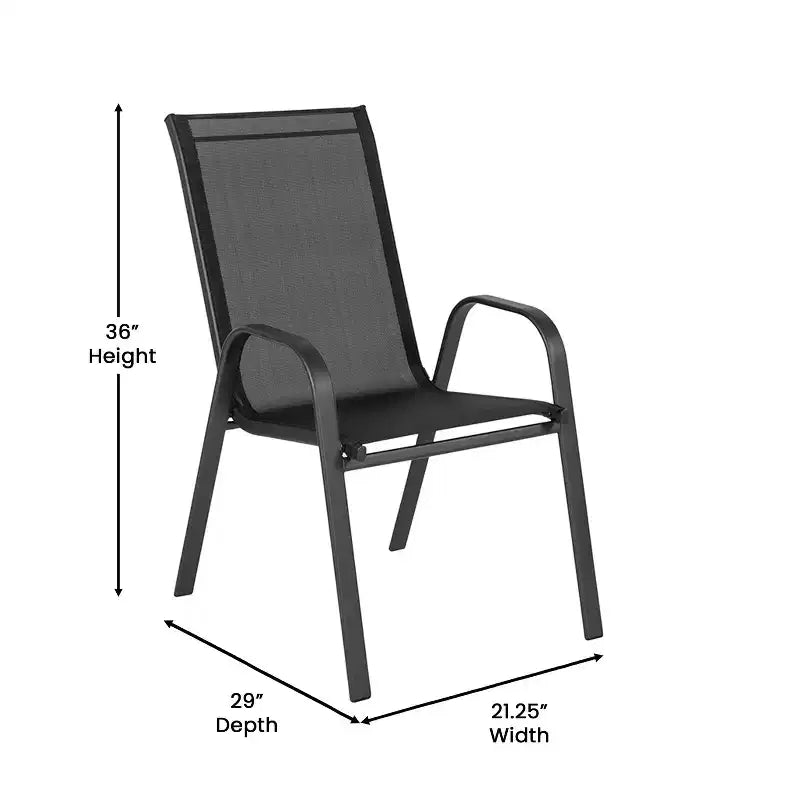Set da pranzo da esterno Flash Furniture Brazos da 7 pezzi di livello commerciale con tavolo da esterno in vetro temperato e 6 sedie con sedili e schienali in materiale Flex Comfort