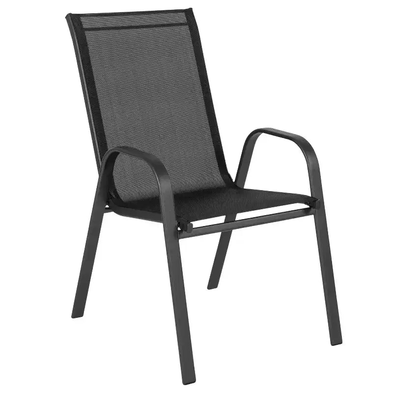 Set da pranzo da esterno Flash Furniture Brazos da 7 pezzi di livello commerciale con tavolo da esterno in vetro temperato e 6 sedie con sedili e schienali in materiale Flex Comfort