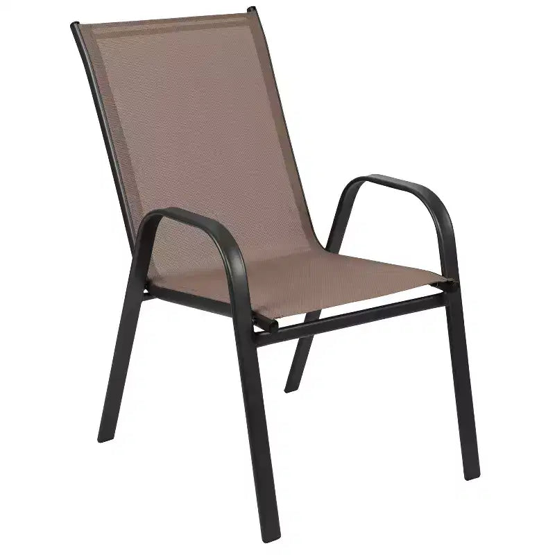 Set da pranzo da esterno Flash Furniture Brazos da 7 pezzi di livello commerciale con tavolo da esterno in vetro temperato e 6 sedie con sedili e schienali in materiale Flex Comfort