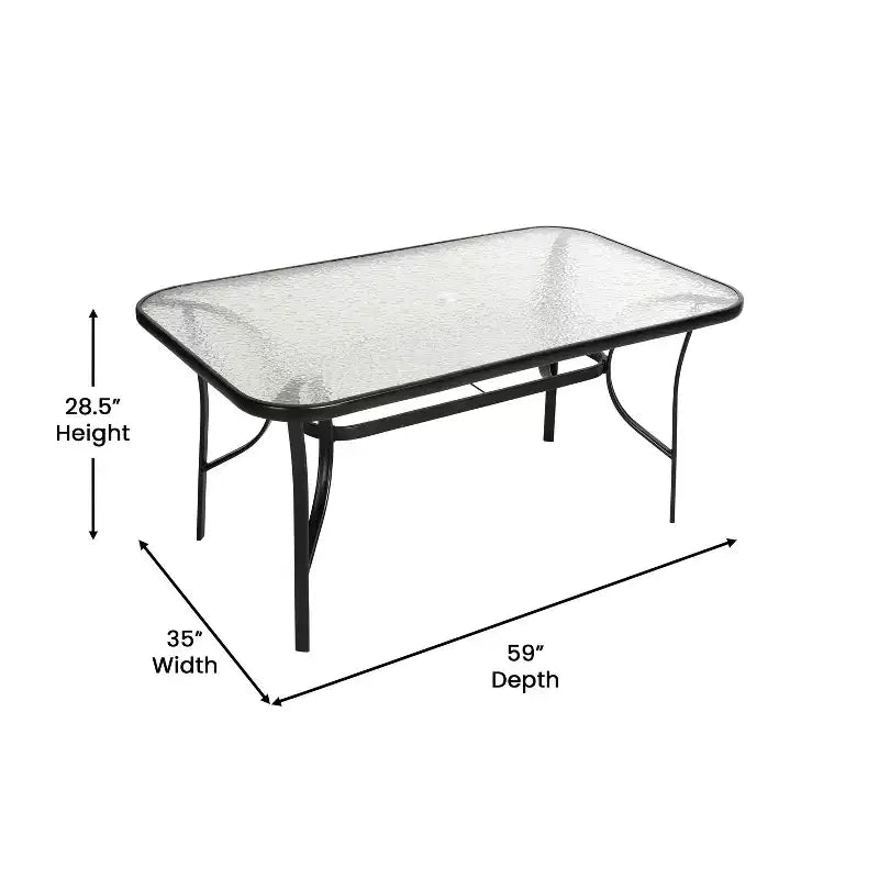 Set da pranzo da esterno Flash Furniture Brazos da 7 pezzi di livello commerciale con tavolo da esterno in vetro temperato e 6 sedie con sedili e schienali in materiale Flex Comfort