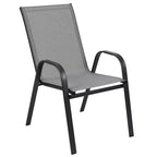 Set da pranzo da esterno Flash Furniture Brazos da 7 pezzi di livello commerciale con tavolo da esterno in vetro temperato e 6 sedie con sedili e schienali in materiale Flex Comfort