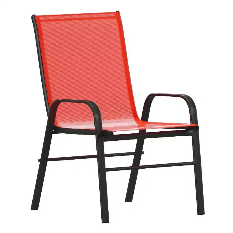 Set da pranzo da esterno Flash Furniture Brazos da 7 pezzi di livello commerciale con tavolo da esterno in vetro temperato e 6 sedie con sedili e schienali in materiale Flex Comfort