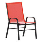 Set da pranzo da esterno Flash Furniture Brazos da 7 pezzi di livello commerciale con tavolo da esterno in vetro temperato e 6 sedie con sedili e schienali in materiale Flex Comfort