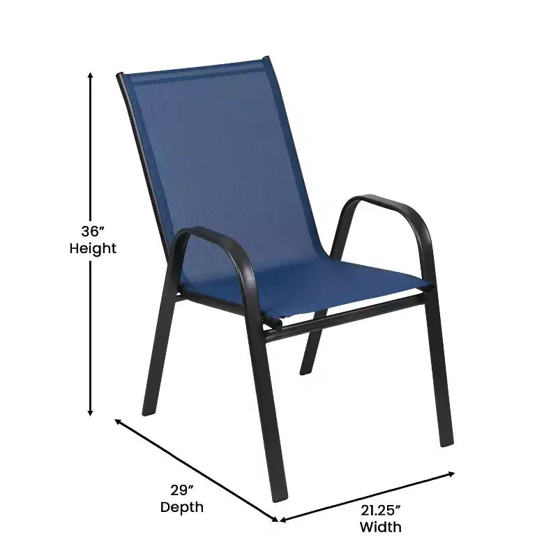 Set da pranzo da esterno Flash Furniture Brazos da 7 pezzi di livello commerciale con tavolo da esterno in vetro temperato e 6 sedie con sedili e schienali in materiale Flex Comfort