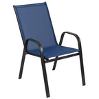 Set da pranzo da esterno Flash Furniture Brazos da 7 pezzi di livello commerciale con tavolo da esterno in vetro temperato e 6 sedie con sedili e schienali in materiale Flex Comfort