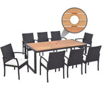 Set da Pranzo da Esterno in Rattan Costway da 9 Pezzi con Tavolo in Legno di Acacia, Foro per Ombrellone da 1,9"