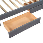 Divano letto imbottito singolo con 2 cassetti, grigio - ModernLuxe