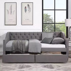 Divano letto imbottito singolo con 2 cassetti, grigio - ModernLuxe