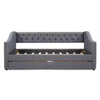 Divano letto imbottito singolo con 2 cassetti, grigio - ModernLuxe