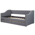 Divano letto imbottito singolo con 2 cassetti, grigio - ModernLuxe