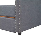 Divano letto imbottito singolo con 2 cassetti, grigio - ModernLuxe
