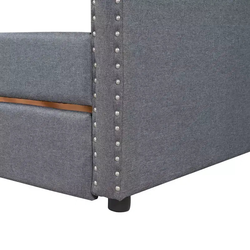 Divano letto imbottito singolo con 2 cassetti, grigio - ModernLuxe