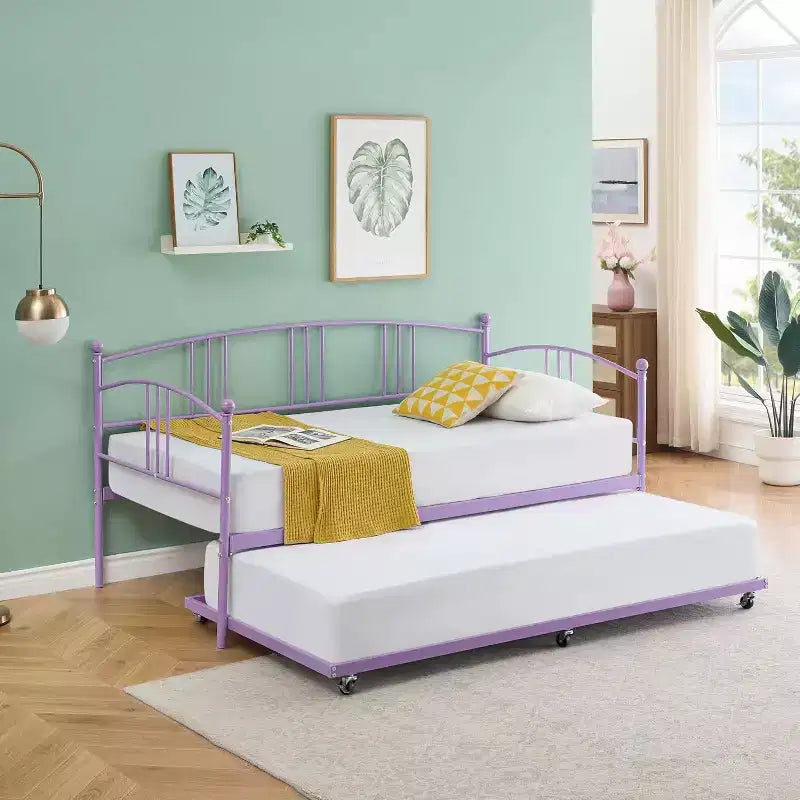 Garvee Letto da giorno matrimoniale in metallo e rete estraibile, Divano letto - Room & Joy