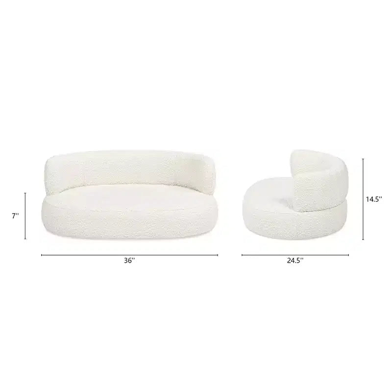 Shep 36 Divano Letto Curvo per Cani, Medio, Bouclé Bianco Avorio
