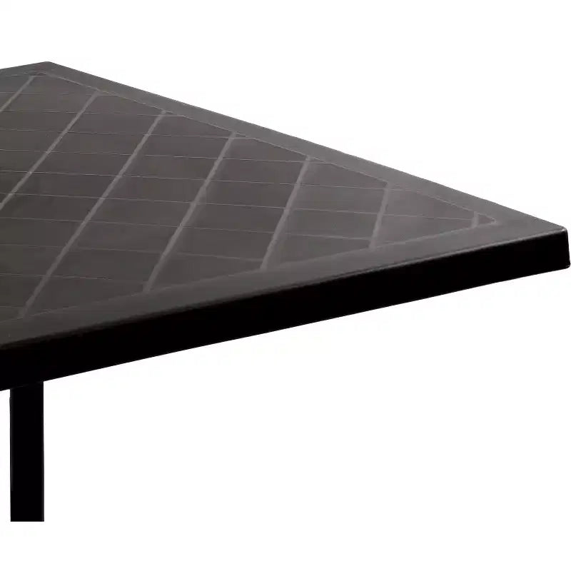Tavolo da pranzo quadrato Sunnydaze per esterni con piano in polipropilene e gambe curve in ferro - Nero - 73 cm