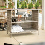 Tavolo da Bar Flash Furniture Marco per Interni/Esterni in Rattan Intrecciato con 2 Ripiani
