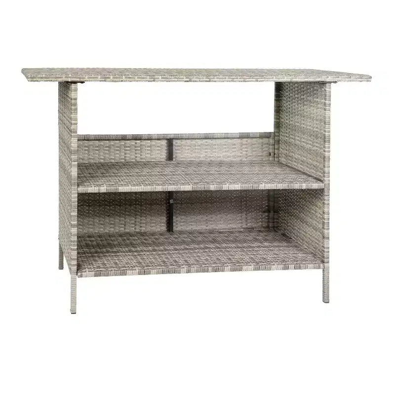 Tavolo da Bar Flash Furniture Marco per Interni/Esterni in Rattan Intrecciato con 2 Ripiani