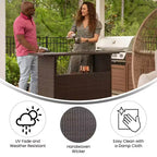 Tavolo da Bar Flash Furniture Marco per Interni/Esterni in Rattan Intrecciato con 2 Ripiani